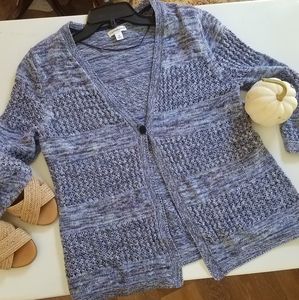 Croft and Barrow blue and white woven cardigan